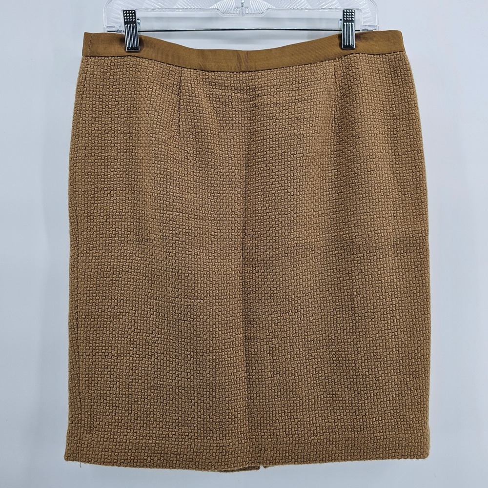 Boden Pencil Skirt Women 10P Brown Wool Blend Textured Basketweave W6511